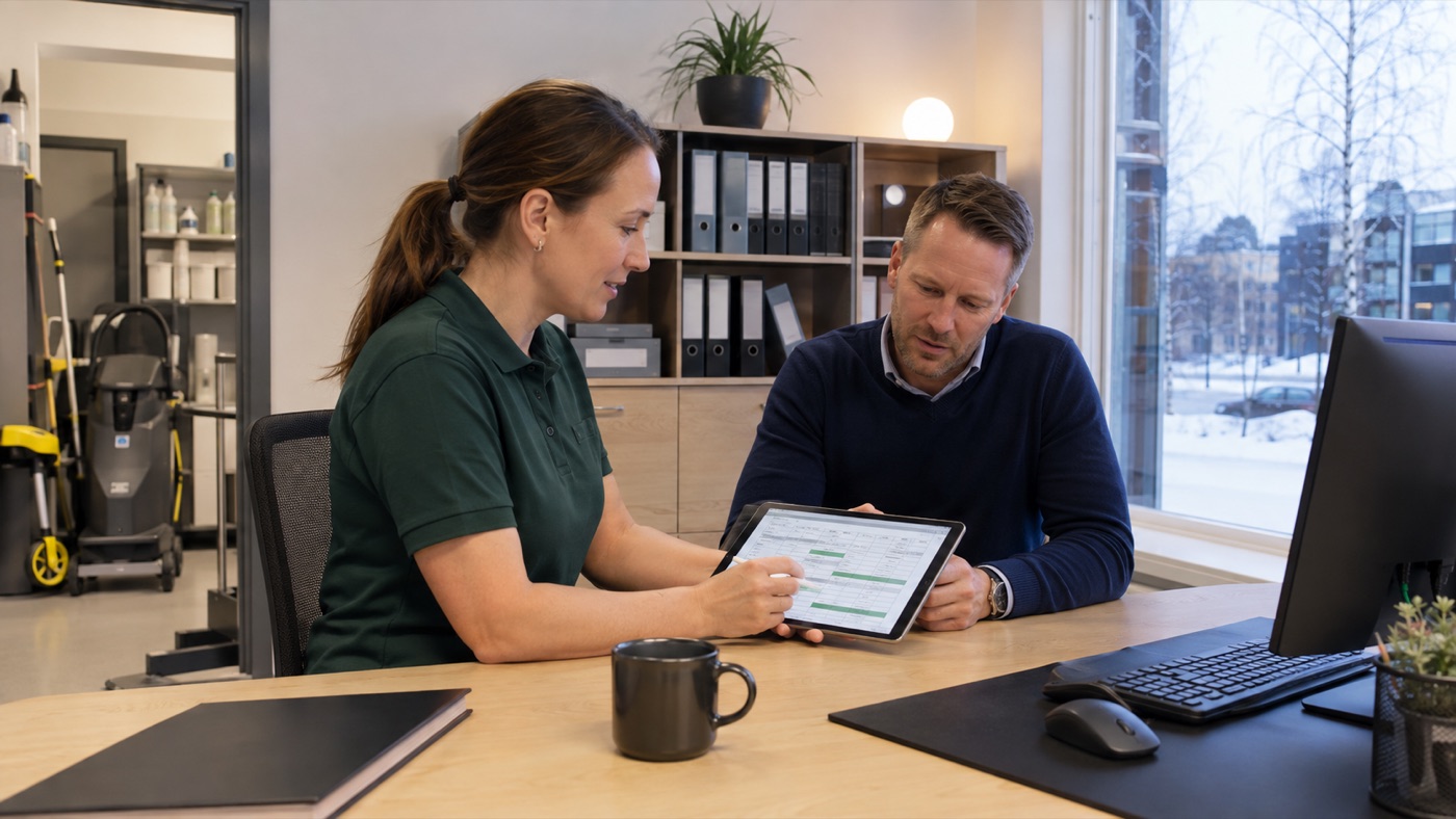 Kundmöte om städtjänster och offert med Umeå Cleaning Crew